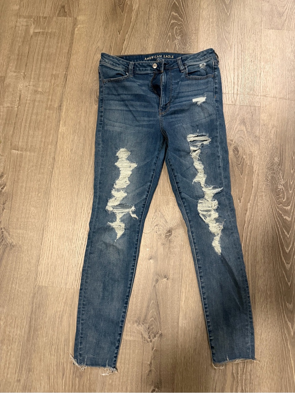 American Eagle Outfitters Women's Ripped Skinny Jeans - Dark Blue